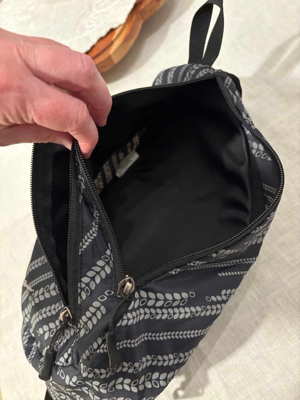 Eddie Bauer Black and Gray Patterned Sling Backpack - Picture 11 of 11